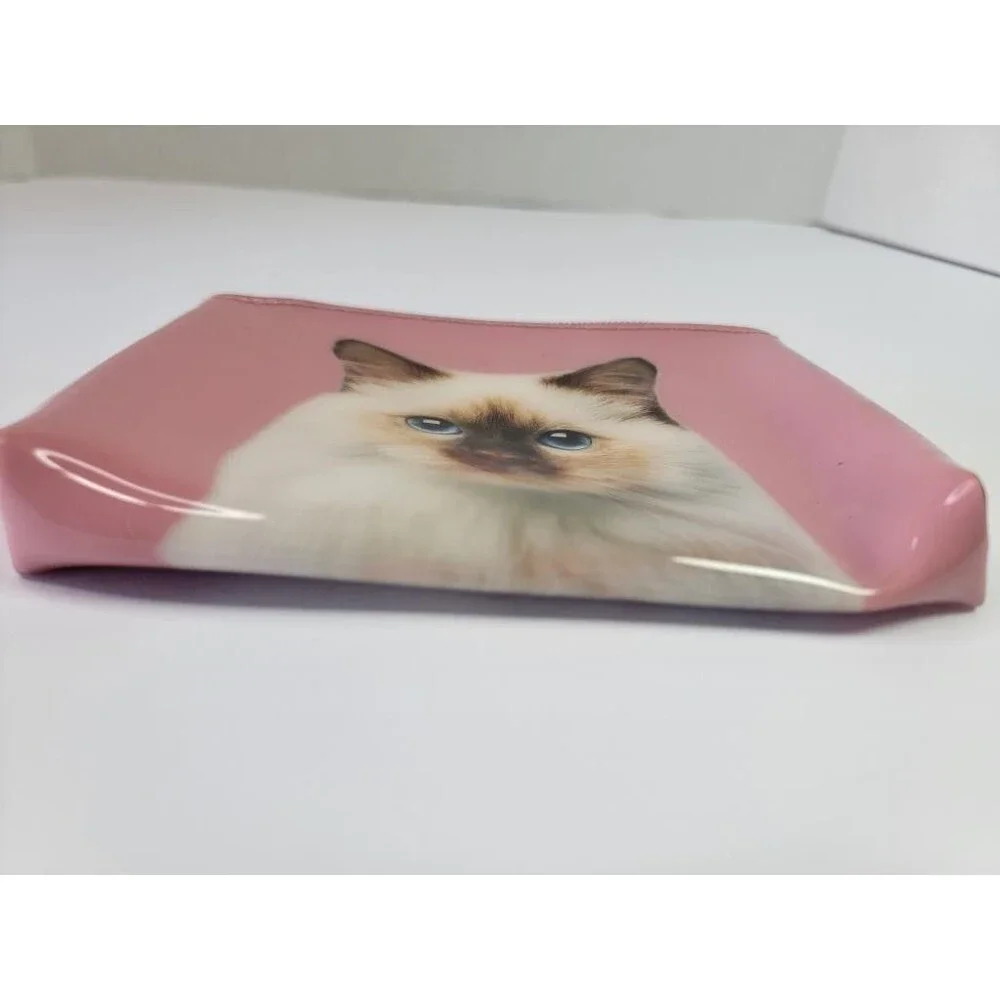 Catseye London Pink Siamese Cat Makeup Bag Zippered Cosmetic Pouch
